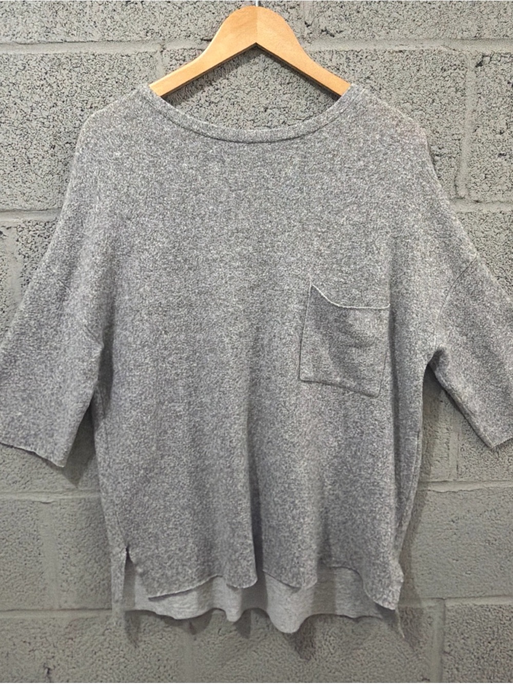 Zara Trafaluc Women's Gray Oversized Pocket Sweater T-Shirt, Small, Soft V-Neck